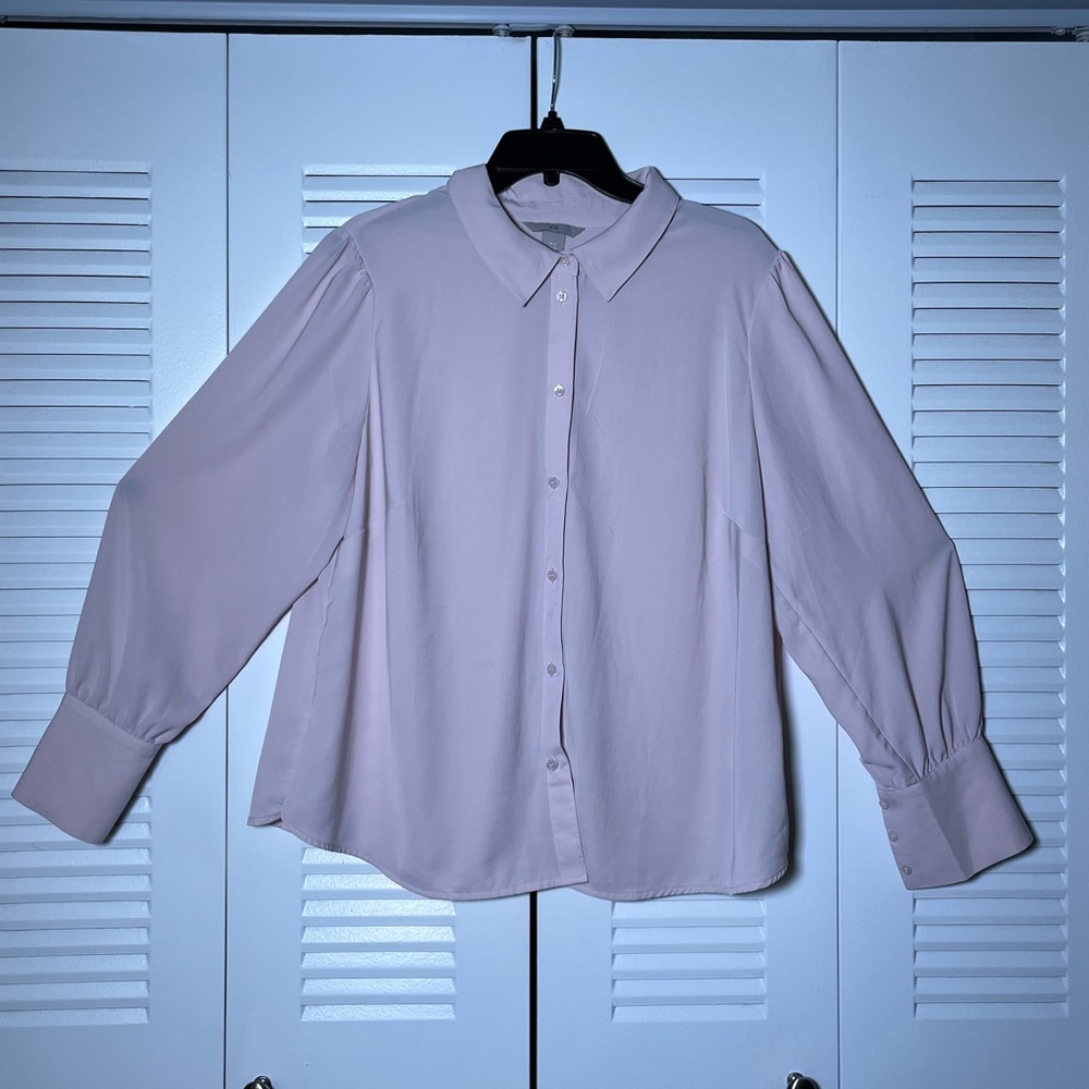 H&M Light Pink Button Up Blouse | Size XL